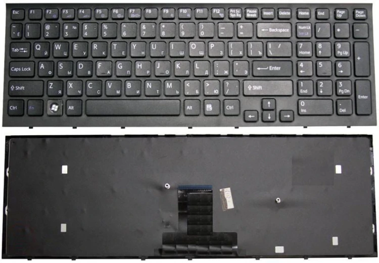 Клавиатура для ноутбука Sony Vaio VPC-EB черная с черной рамкой