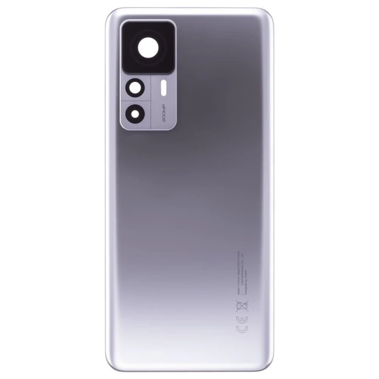 Задняя крышка для Xiaomi 12T Pro (22081212UG) (серебристый) (в сборе со стеклом камеры) (ORIG100)