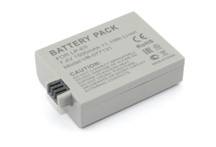 Аккумуляторная батарея для фотоаппарата Canon EOS 1000D (LP-E5) 7.4V 1500mAh Li-ion